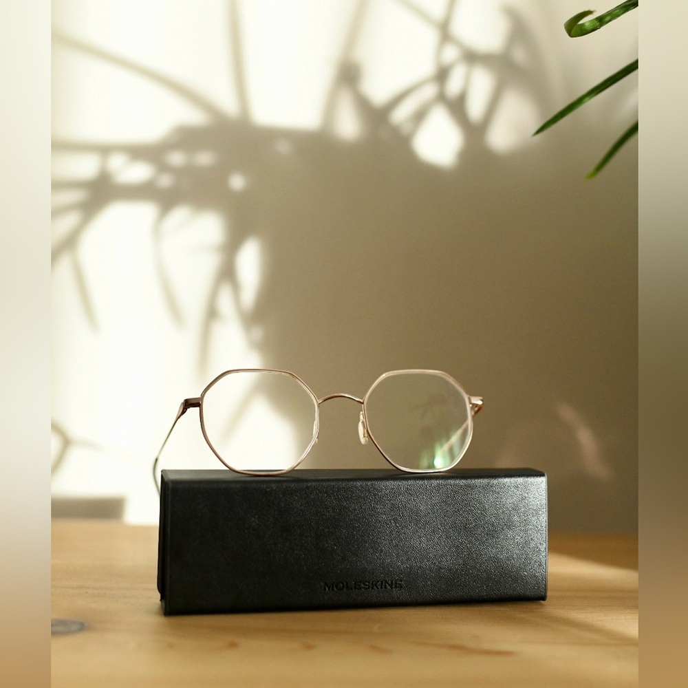 Moleskine Rose Gold Octagonal Metal Frame Glasses